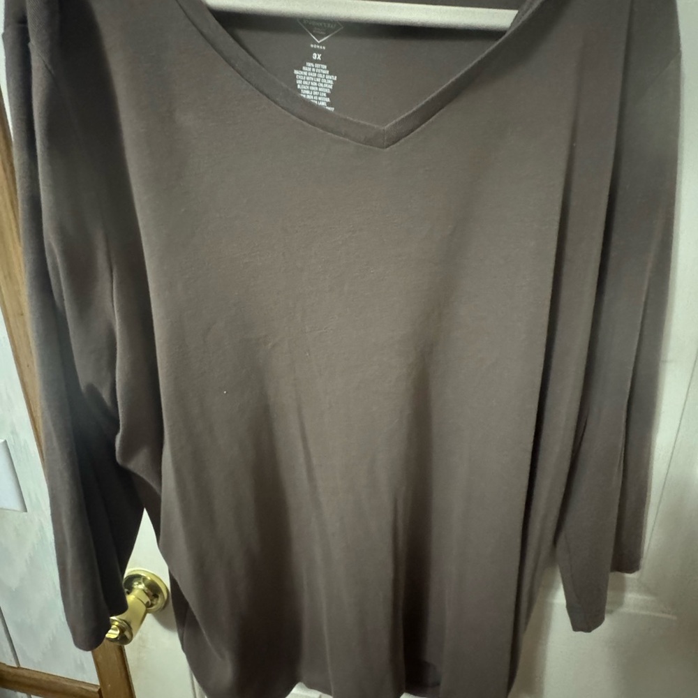 St. John's Bay Chocolate Brown V-Neck Top